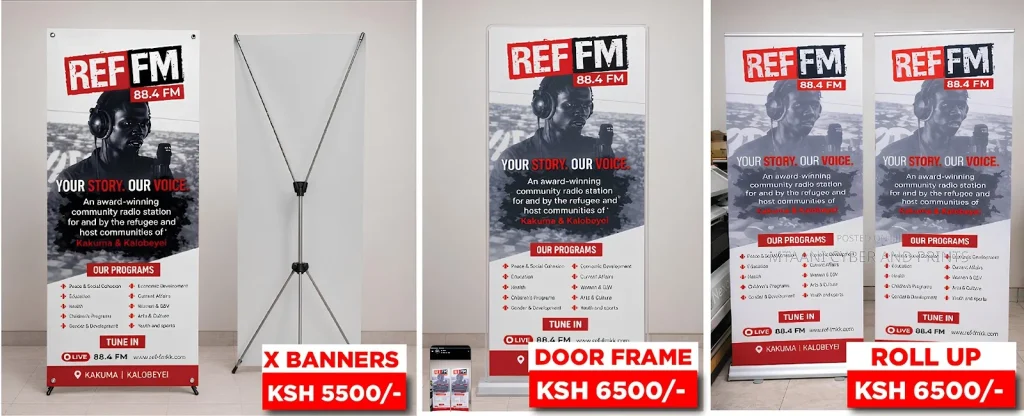 roll up, X banners, and door frame banners Design & Printing
