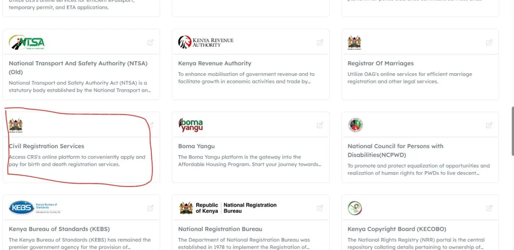 choose Civil Registration Department service