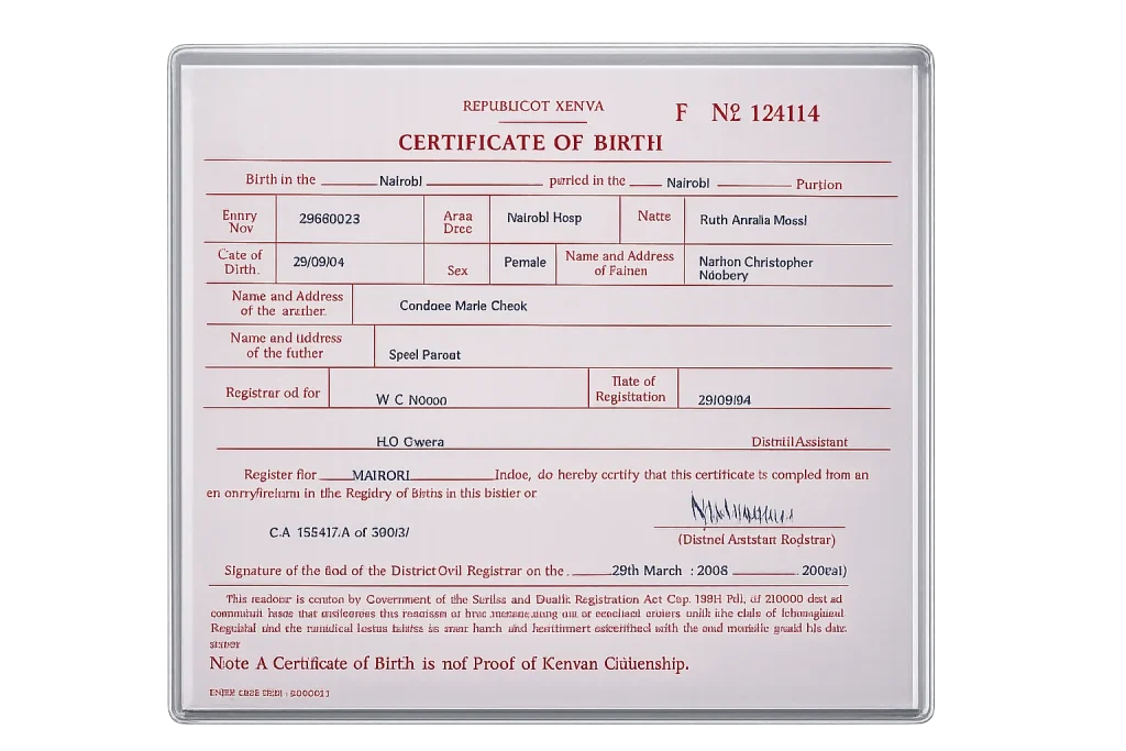 Laminated Birth Certificate Sample