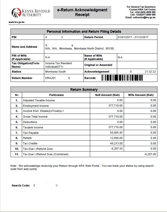 Return Acknowledgement Receipt 