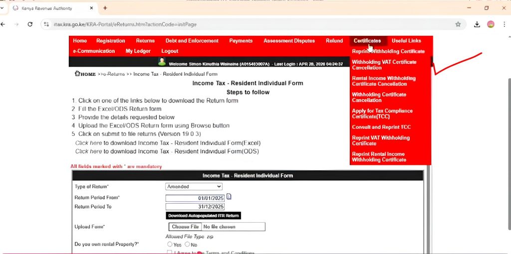 Download all withholding tax certificates