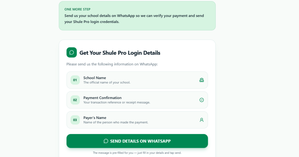 Contact Shule Pro Through WhatsApp